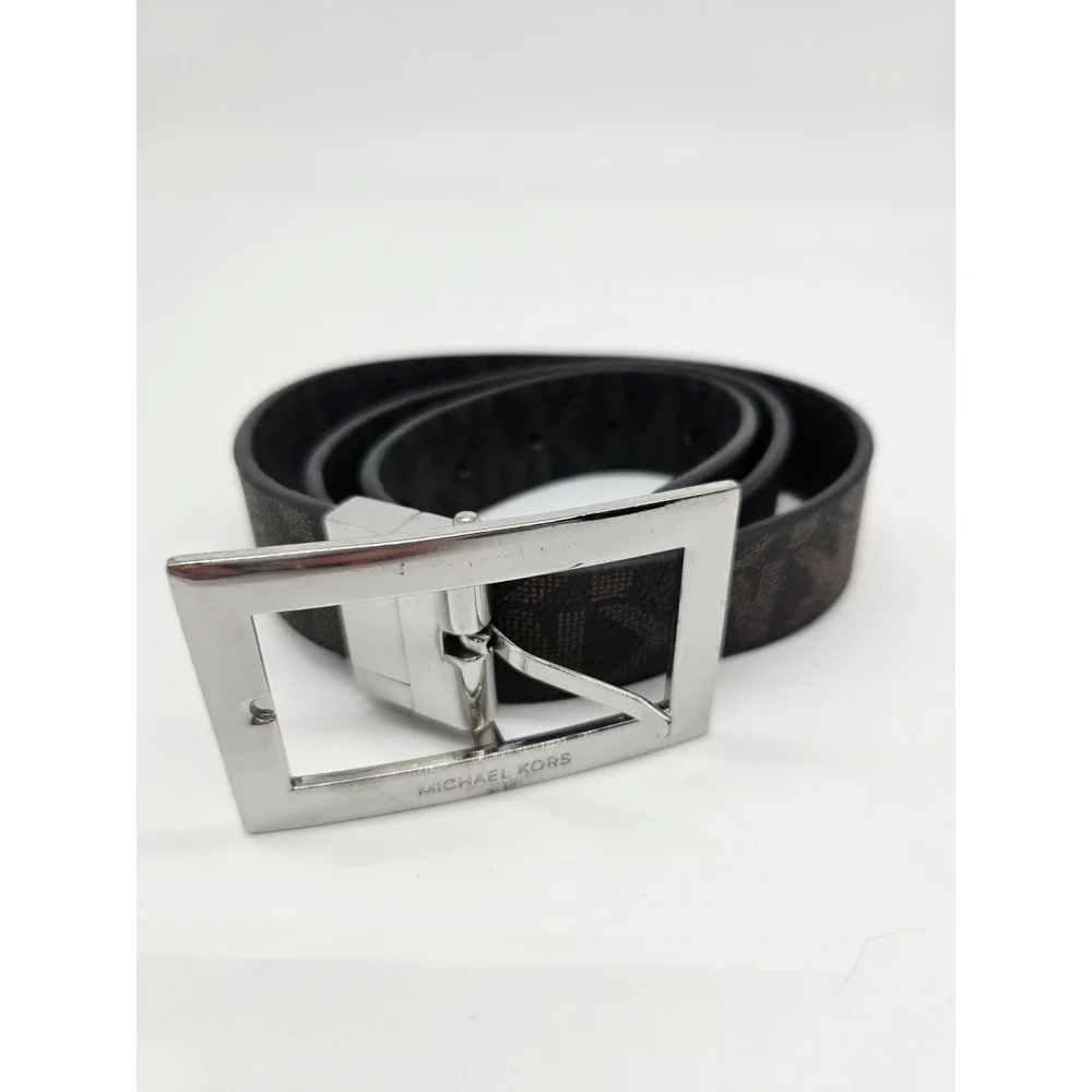 Michael Kors MK Logo Reversible Belt Brown / Black‎ Women's Signature Logo S/M
